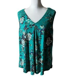 Daniel Rainn Summer Tunic Green Cutout back with Lace SZ 1X